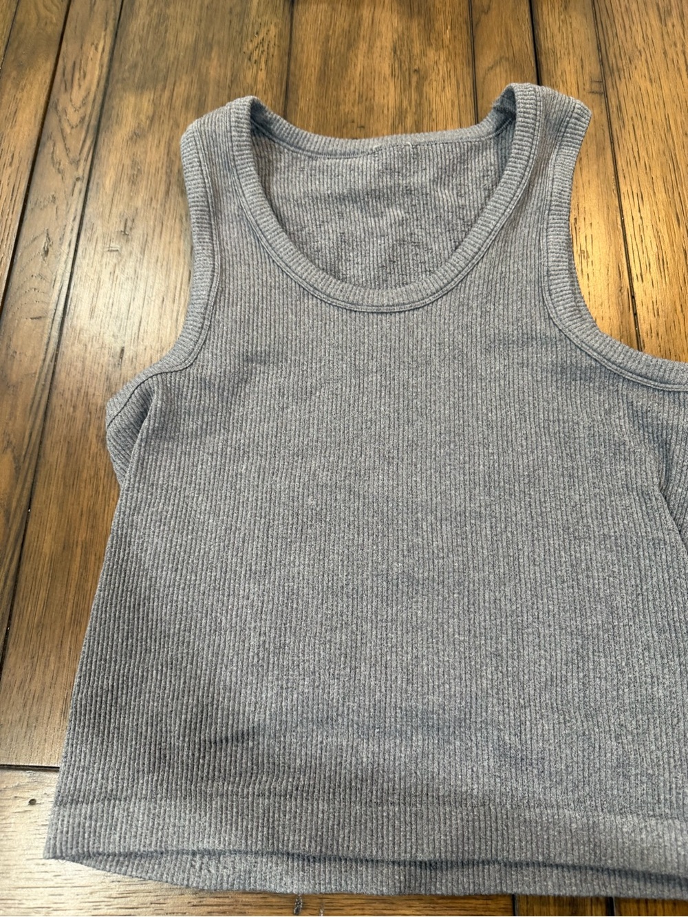 Heather Gray Ribbed Tank Top athleisure - Picture 2 of 5